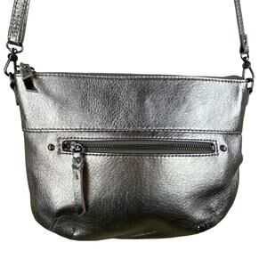 The SAK Leather Cross Body Purse Bag Silver Boho Artsy